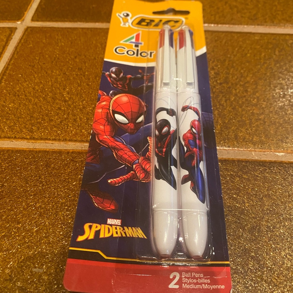 BIC 4-Color Spider-Man Twin Ballpoint Pens - White & Red Accents